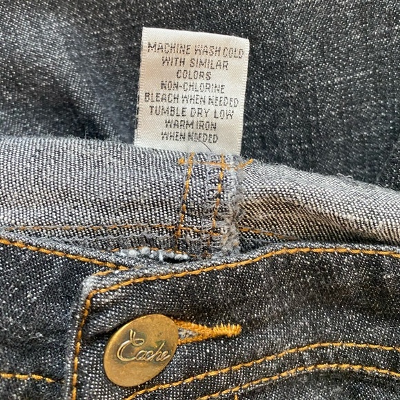 Cache Gray Wash Lower Leg Side Buttons Mid Rise Wide Leg Denim Jeans - Picture 10 of 10